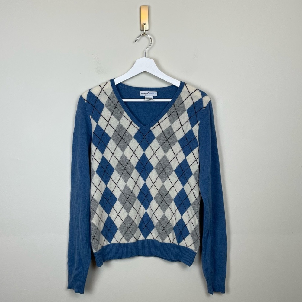 Wendy B Cashmere Argyle Sweater Sz L